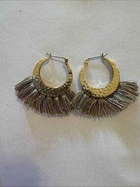Gold Fringe Hoop Earrings - Women's Fashion Jewelry